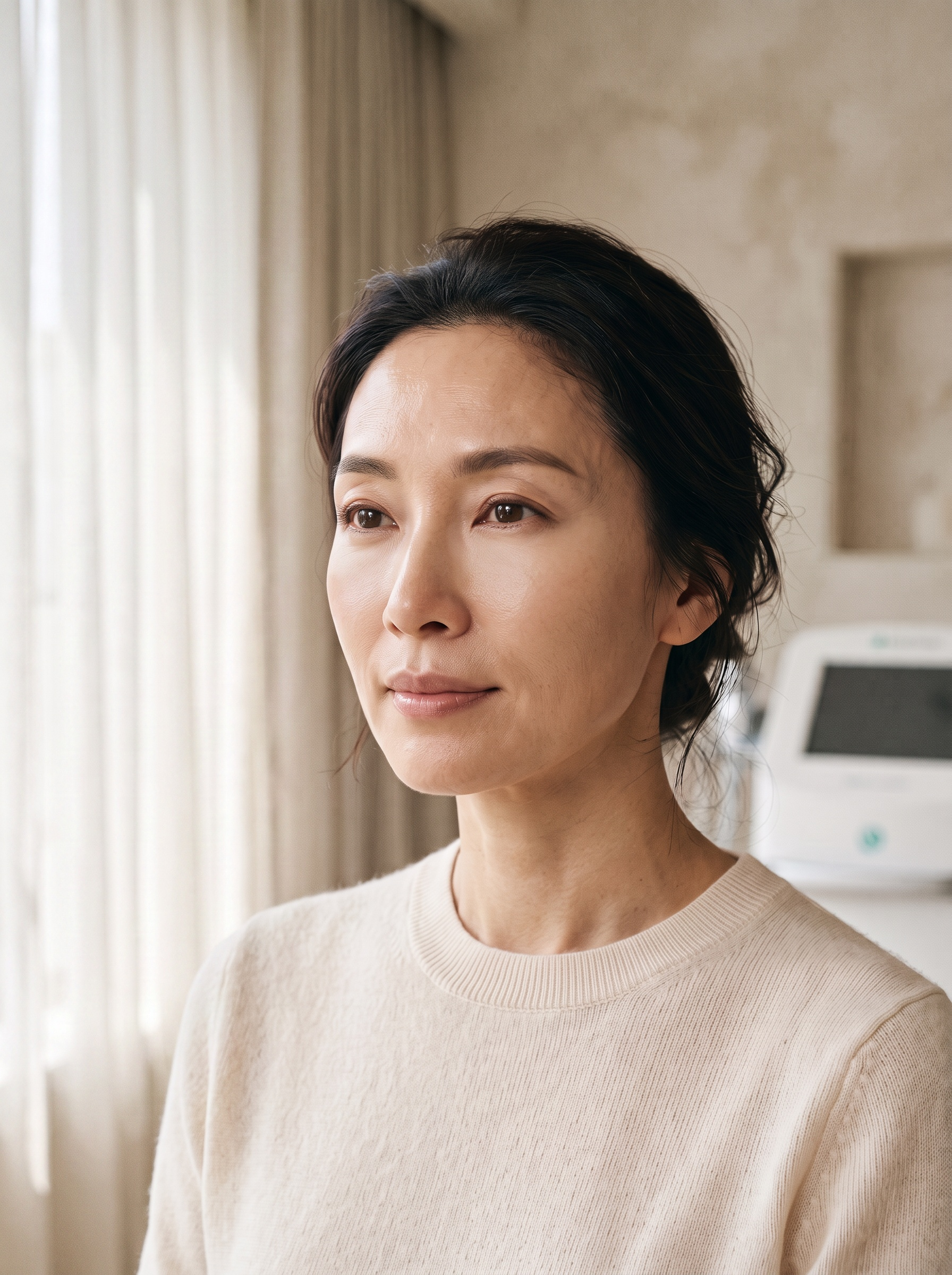 赤みや繊細な肌悩みをイメージした女性ビジュアル